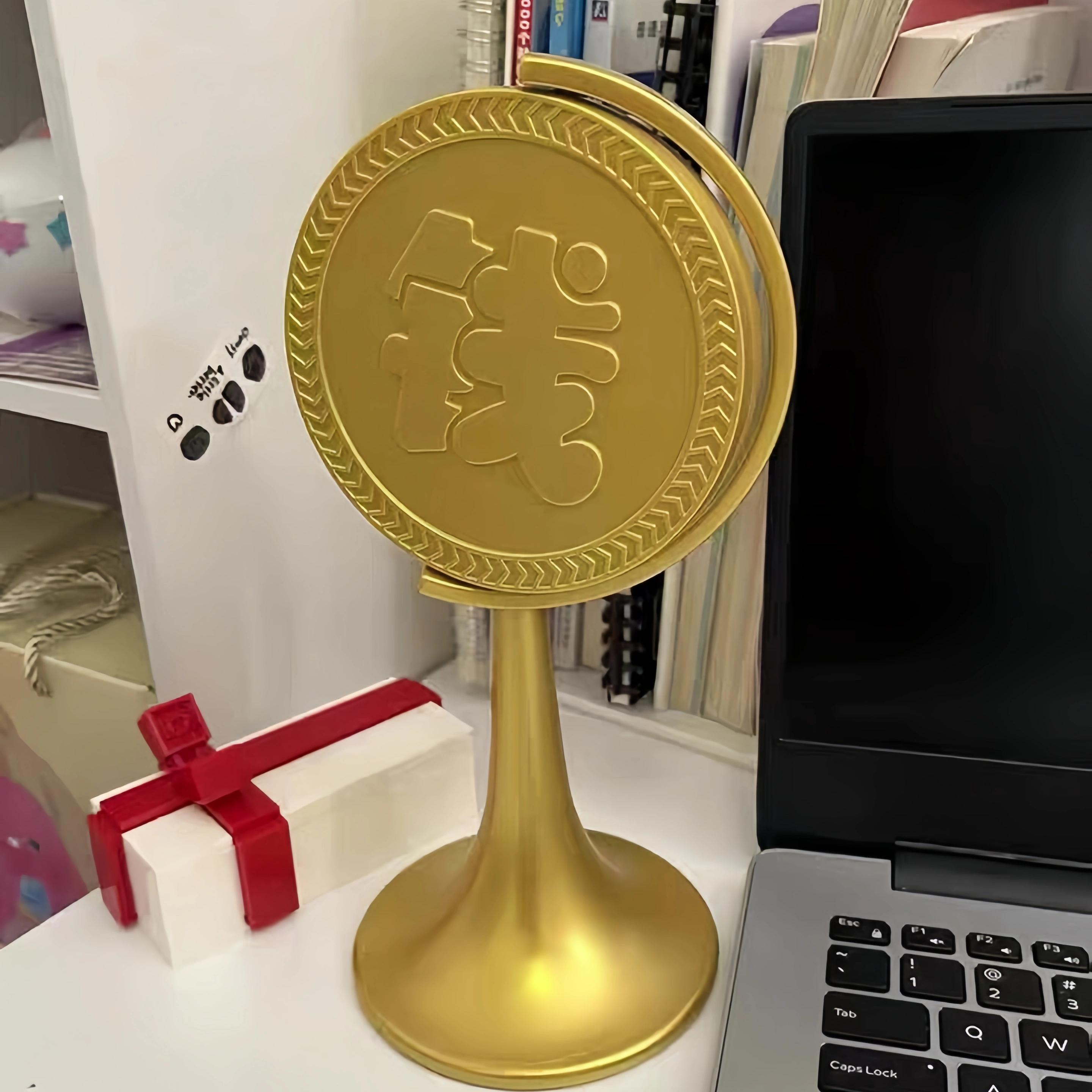 转大钱金币旋转桌面摆件
