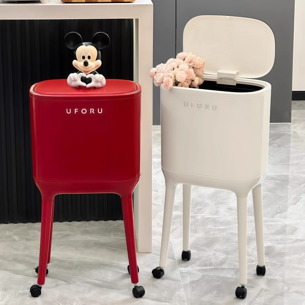 垃圾桶高级感轻奢带盖免弯腰
