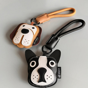 2025款可爱精致皮质钥匙扣斗牛犬比格玩偶钥匙链书包车钥匙挂件