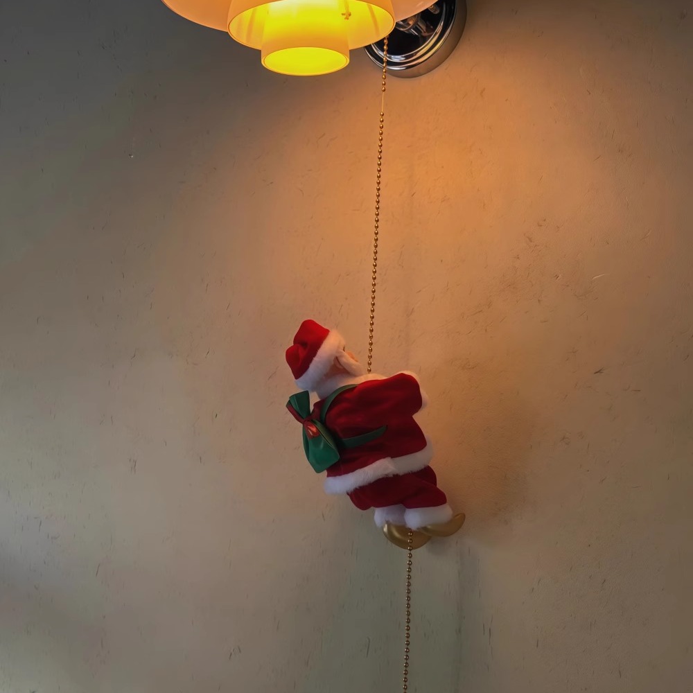 爬珠子圣诞老人音乐电动玩偶爬绳老人圣诞节礼物礼品圣诞节装饰品