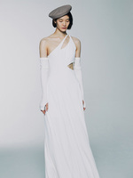 SHUXUAN G.設計師原創品牌高級感宴會氣質白色鏤空長袖連衣裙禮服