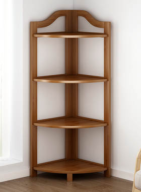 楠竹转角置物架简易多层厨房阳台储物架家用客厅墙角收纳书架落地