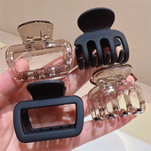 高级感基础纯色简约百搭气质款 方形中小号抓夹磨砂黑色半抓马尾夹