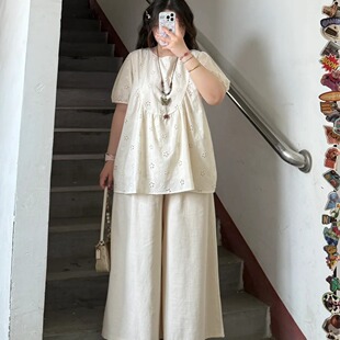 娃娃衫 胖薯大码 t恤慵懒风衬衫 新款 上衣百搭宽松小个子衬衣女 夏装