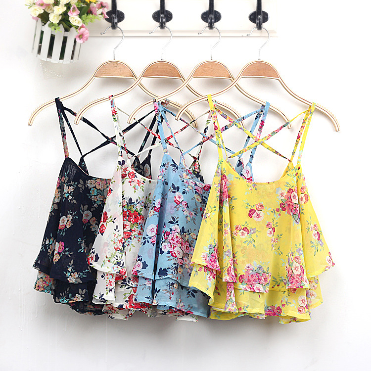 Women's summer slip dress sling�0�2tops chiffon blouse