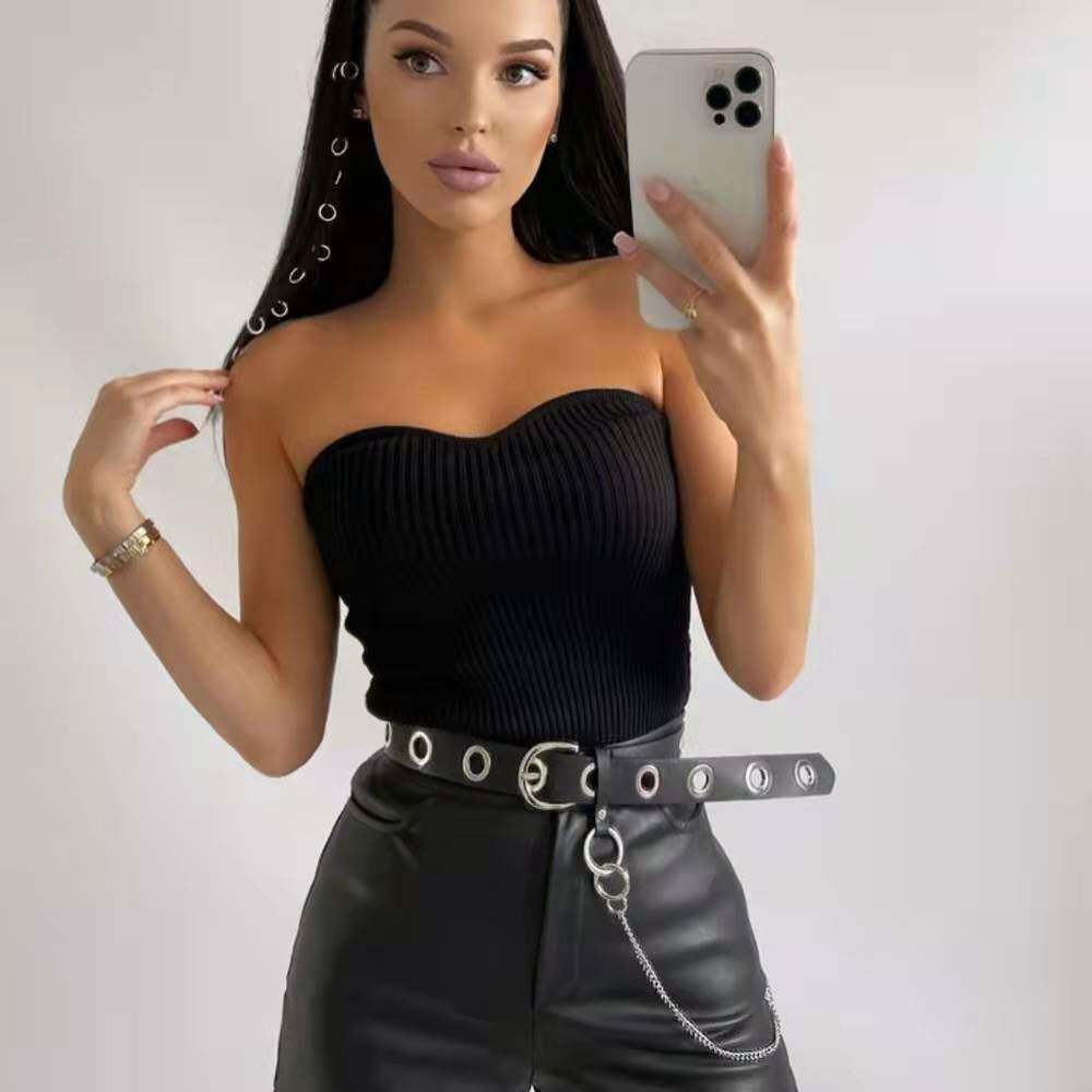 2022 babes sexy wearing one word tube top vest top