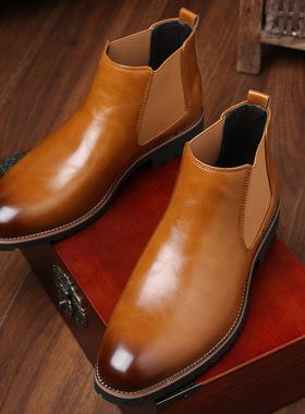 Chelsea Boots Men Winter Shoes Black Leather Boots Footwear