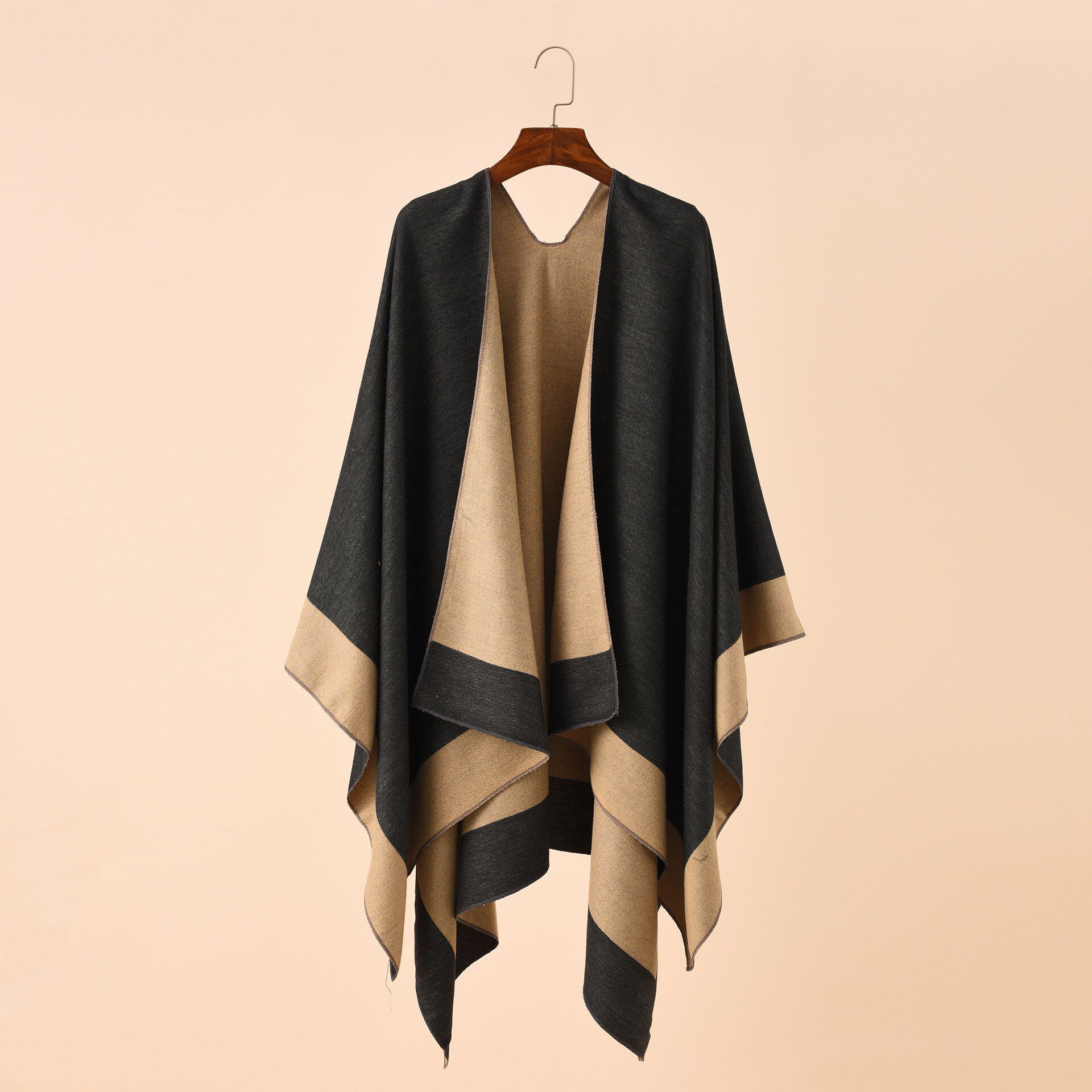 double-sided color-matching plaid leopard print shawl with