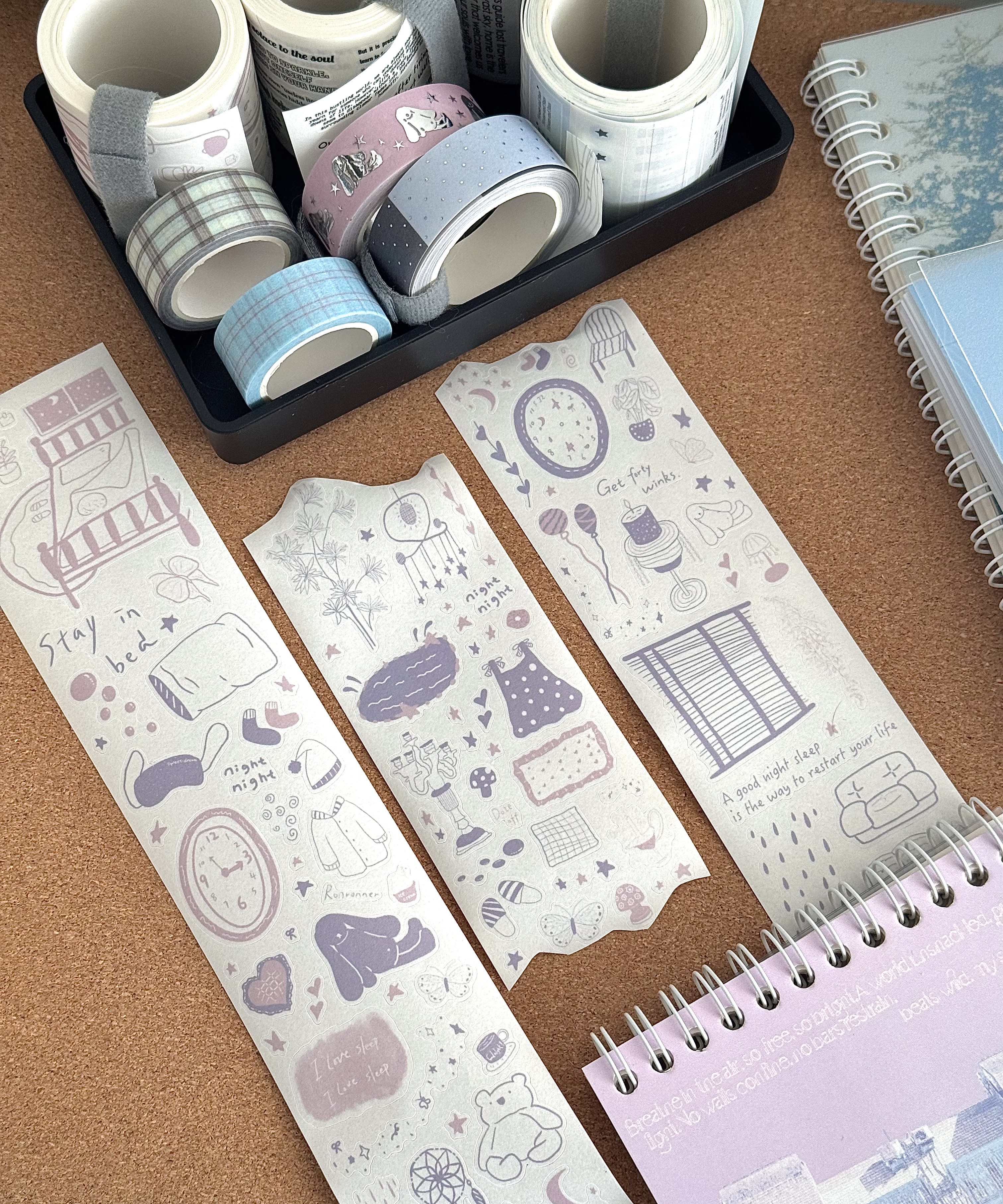 【可以文创】原创睡房梦语 切膜贴纸卷榉木印章亚克力挂件