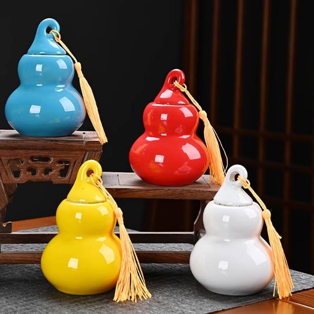 黄色陶瓷葫芦卫生间厨房在西北葫芦摆件火烧天门五行补角葫芦装饰