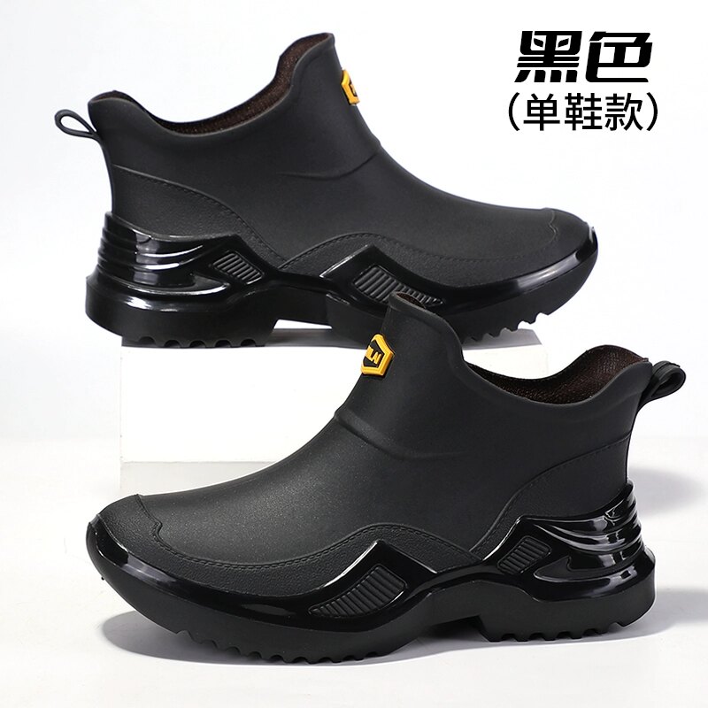 雨鞋男新款时尚百搭短筒防滑雨靴户外钓鱼防水鞋建筑工作厚底胶鞋