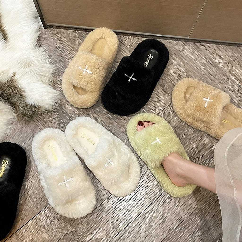 网红时尚百搭毛毛拖鞋女外穿