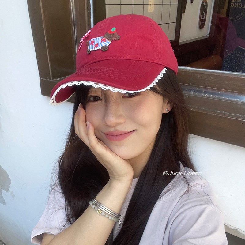 红色帽子女韩版ins可爱小狗
