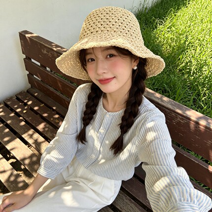 镂空渔夫帽子女2026新款夏季出游度假防晒休闲遮阳帽编织太阳帽