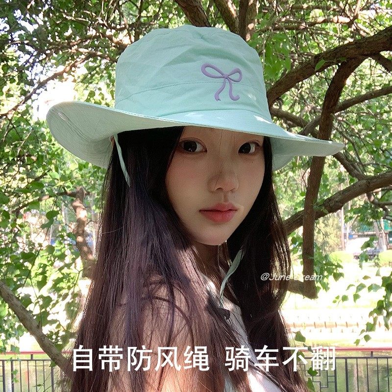 ins多巴胺色蝴蝶结渔夫帽