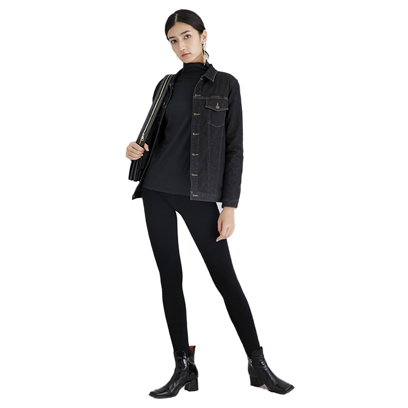 MONGRE3D打印羽绒牛仔裤女新款冬季保暖防风裤修身显瘦弹力贴身