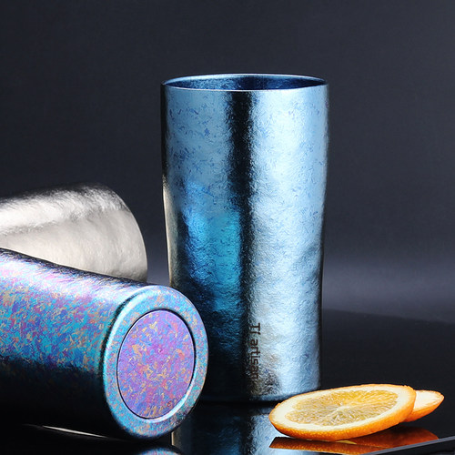 钛工匠双层钛杯钛合金啤酒杯