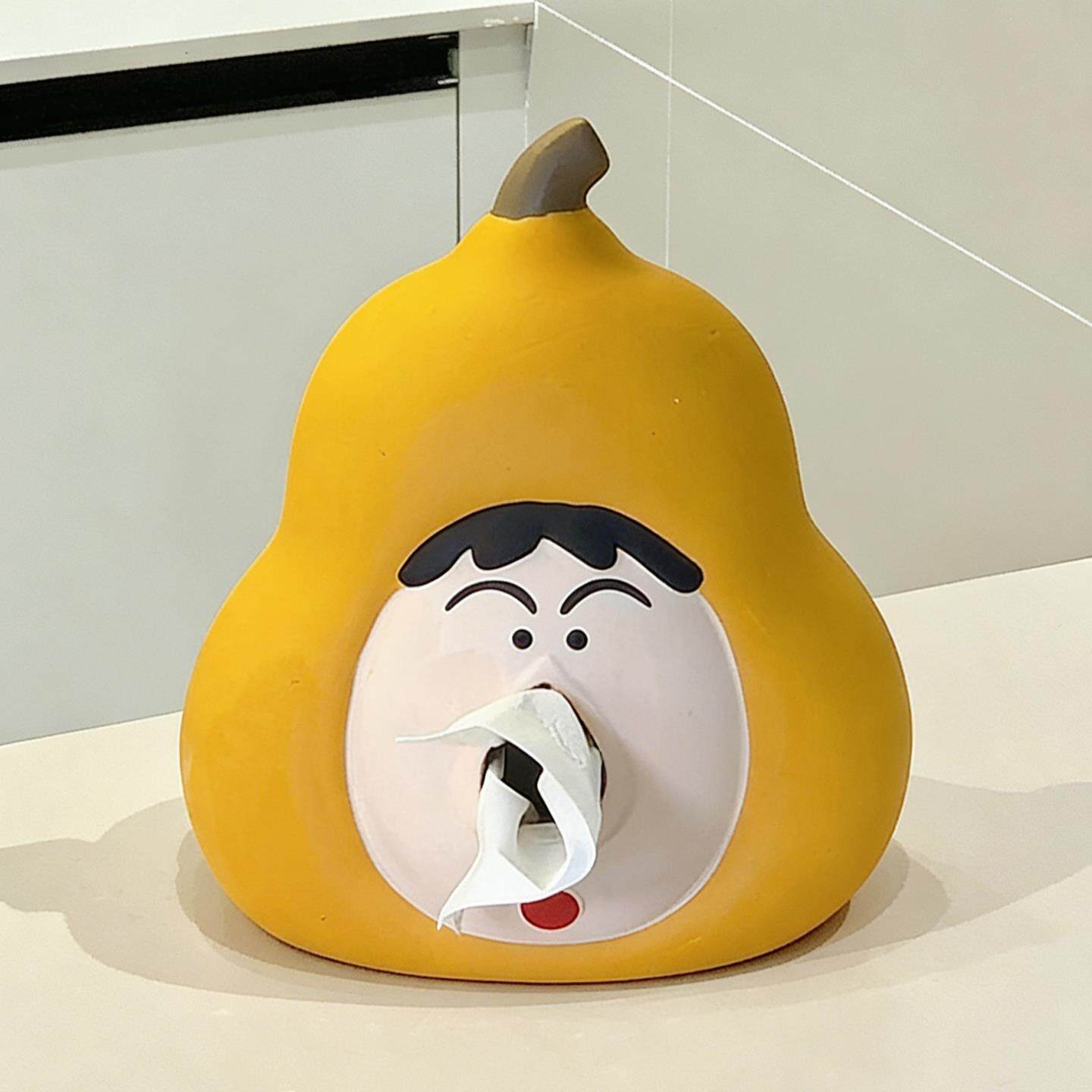 摆件摆件福禄抽摆件梨子纸巾盒玄关卡通桌面纸盒阿呆可爱小新装饰