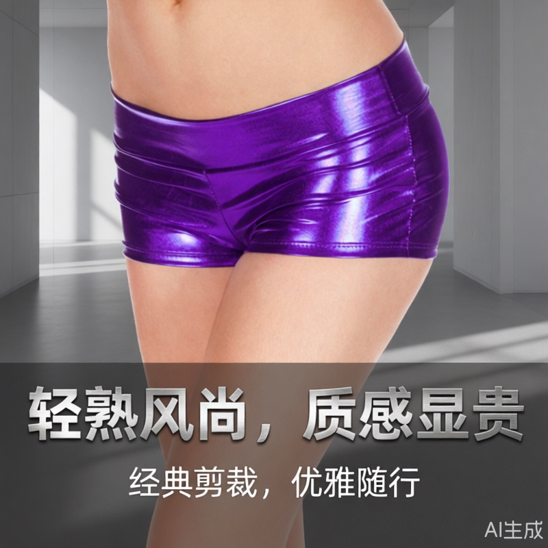 夏季镜面PU皮短裤漆皮亮面紧身瑜伽中/短裤