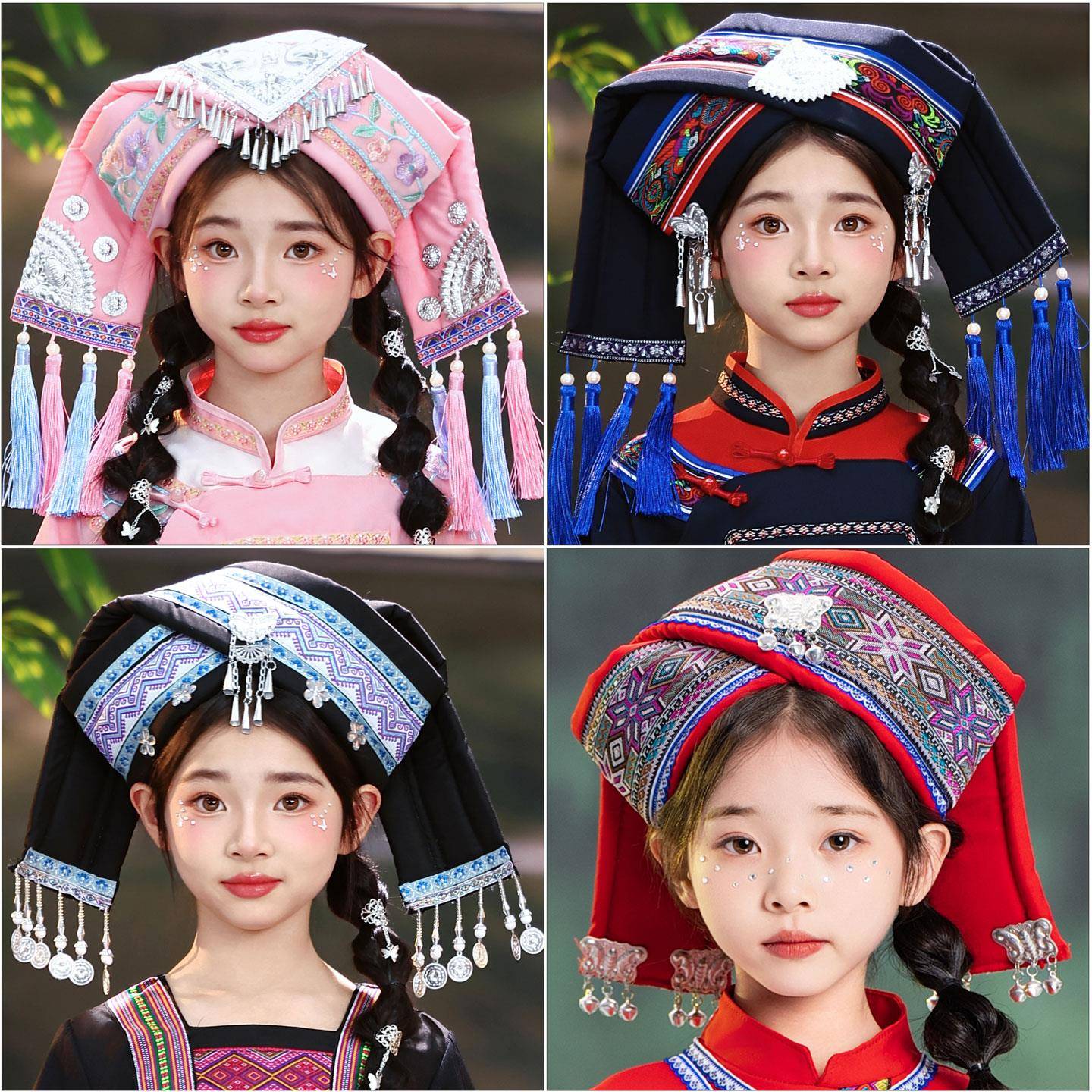 壮族苗族少数民族帽子女款女童帽子儿童款
