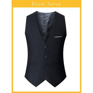 黑色背心男式 伴郎服兄弟装 夏薄款 马甲男士 商务休闲西服马夹灰 西装
