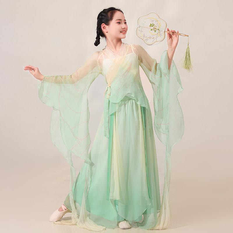 儿童古典舞演出服女童中国风汉服幼儿飘逸仙气纱衣练功舞蹈服装
