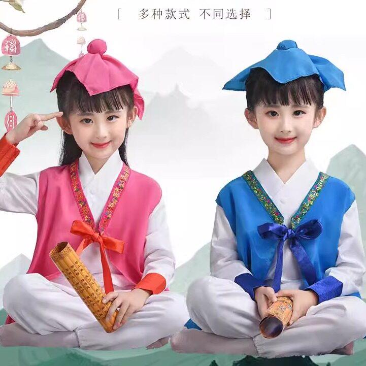 古代儿童汉服小酒馆舞蹈演出服装小书童读唐诗开笔礼弟子规国学服