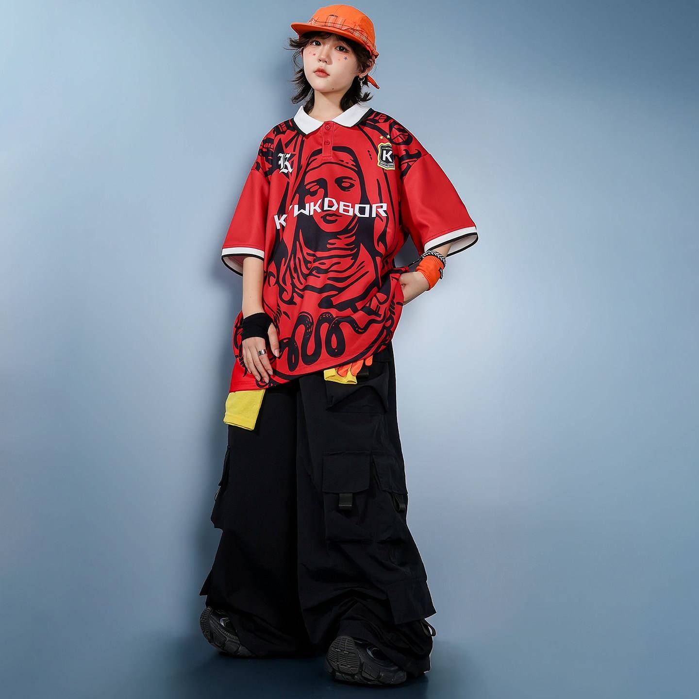 儿童街舞演出服嘻哈风夏季美式男童hiphop潮服酷帅幼儿街舞表演服