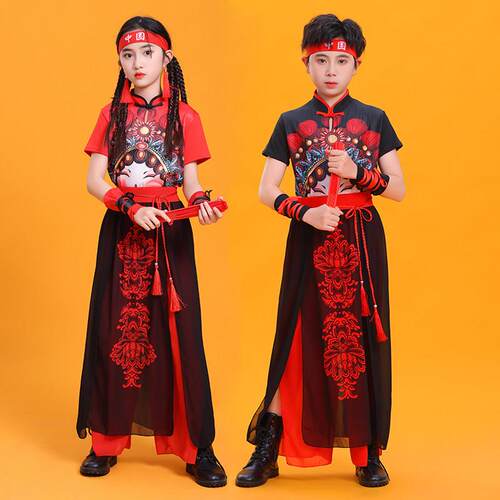 雪龙吟舞蹈服中国风儿童国潮演出服小学生啦啦操运动会开幕式服装
