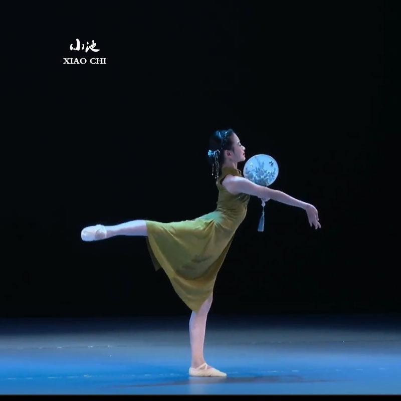 桃李杯忆梦舞蹈演出服古典舞无袖珍珠绿色儿童旗袍中国民族舞蹈图片