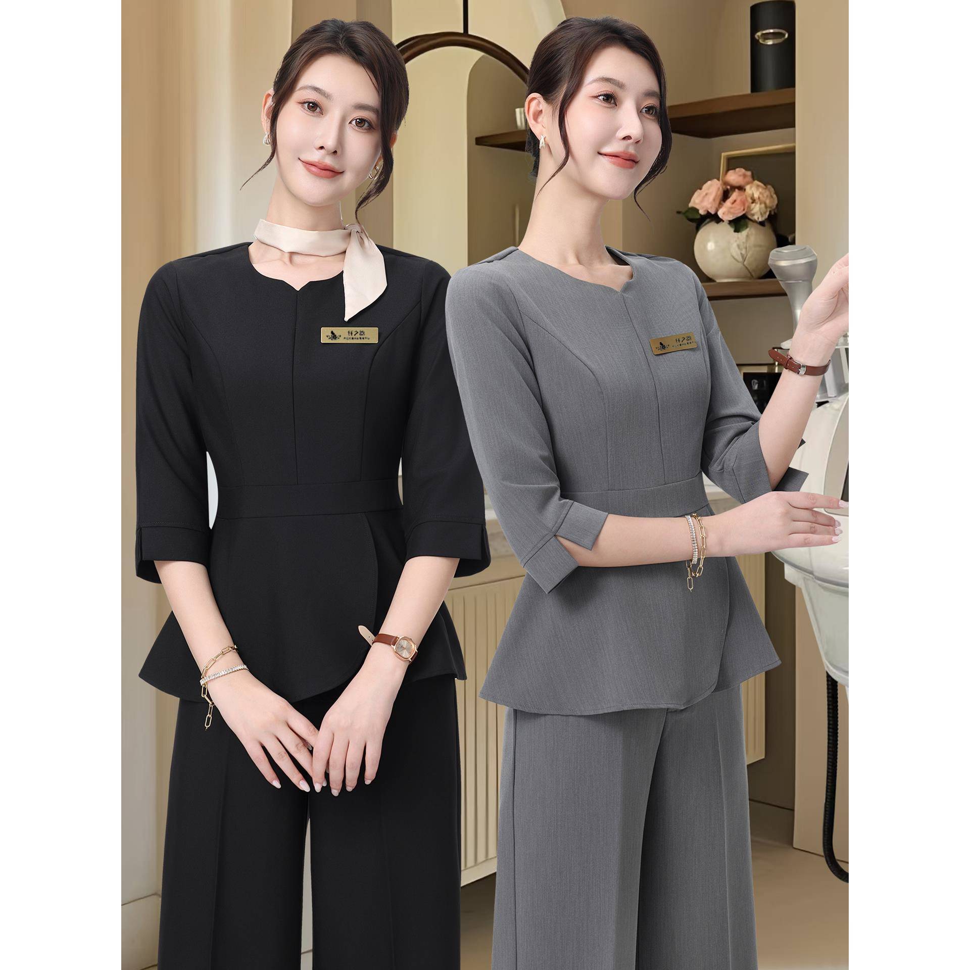 秋冬美容师工作服阔腿裤医美前台接待专用工衣酒店顾问空姐职业装