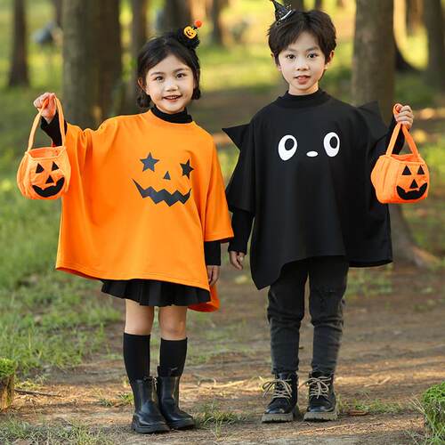 万圣节儿童服装男童恶魔cos服小女孩南瓜衣服幽灵蝙蝠衫演出服饰