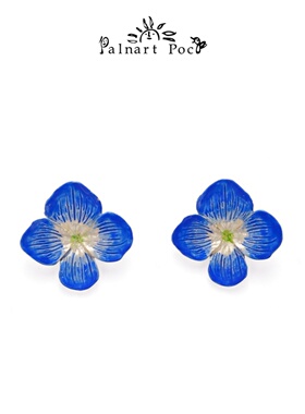 Palnart poc婆婆纳花蓝色花朵显脸小独特耳环小众设计感高级甜美