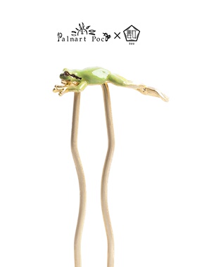 Palnart poc小众设计SUU雨季独特个性和服气质绿色青蛙发簪头饰