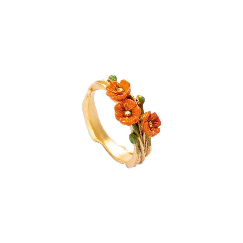 Palnartpoc日本手作罂粟花戒指