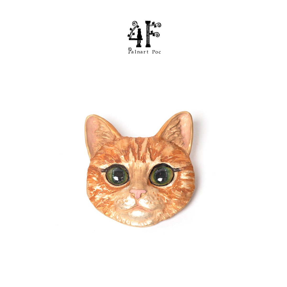 Palnartpocx4F夜光大橘猫胸针