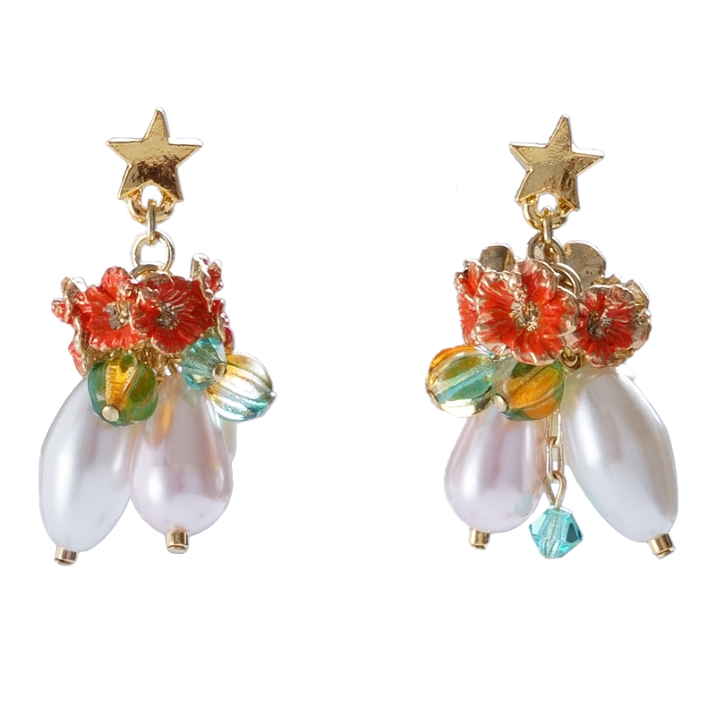 palnartpoc日本手作扶桑花耳钉