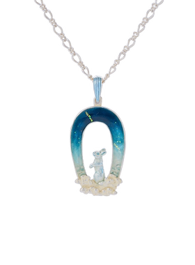 Palnartpoc蓝天白云小兔子项链