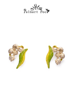 Palnart poc铃兰花白色花朵名媛仙气温柔小众设计独特耳钉耳环