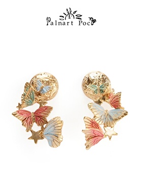Palnart poc立体蝴蝶庄子女可爱日系耳环小众设计感高级森系复古