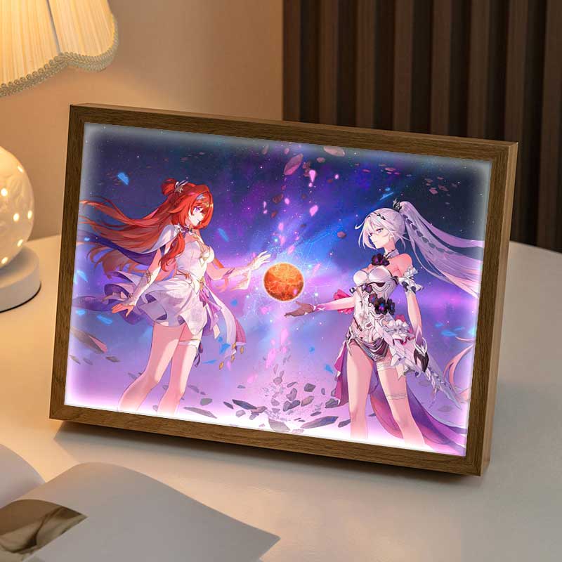 琪亚娜周边镜子灯光画二次元动漫手办发光礼物画电竞房音响小夜灯