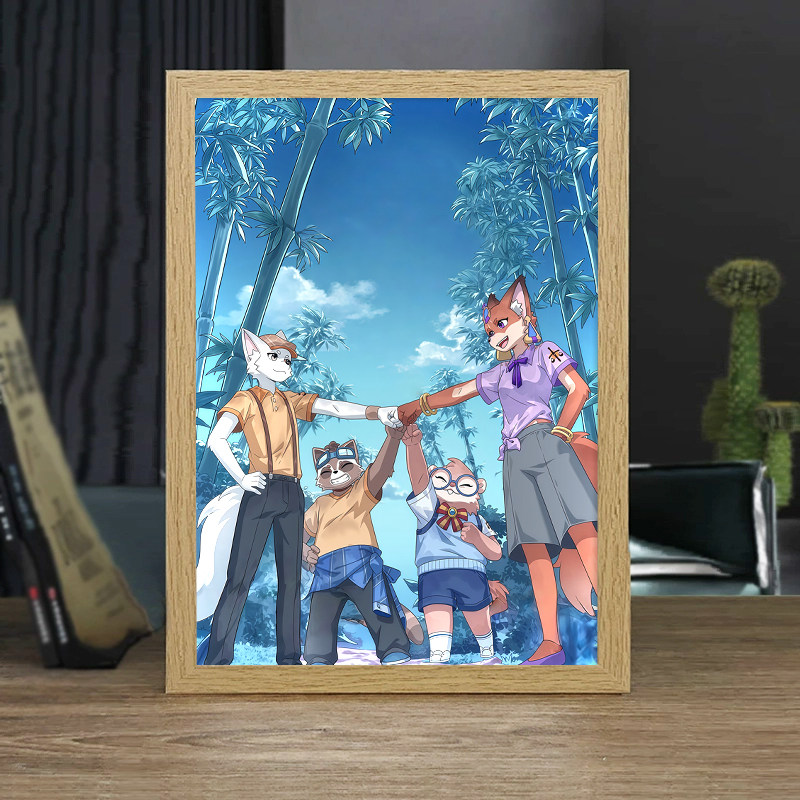 神探迈克狐周边镜子灯光画多多罗动漫音响小夜灯创意生日礼物摆件