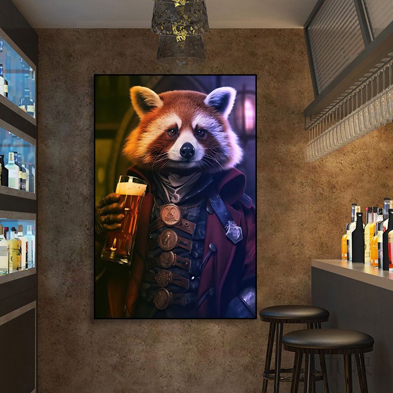 创意绅士动物装饰画美式工业风KTV酒吧挂画啤酒清吧背景墙壁画图片