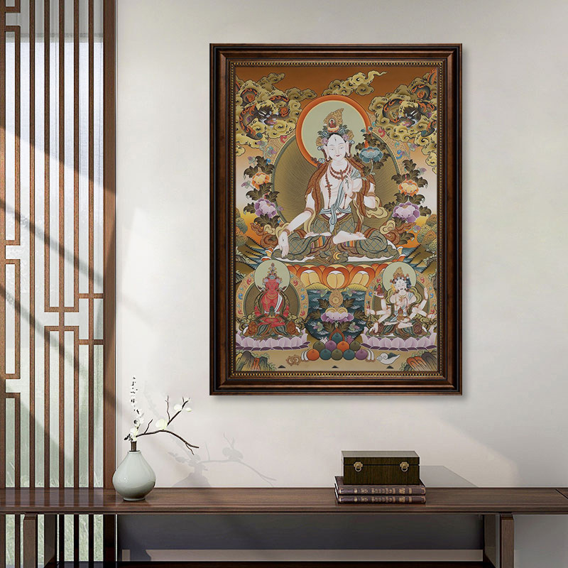 唐卡佛像装饰画西藏曼陀罗客厅玄关中堂挂画酒店泰式按摩店壁画