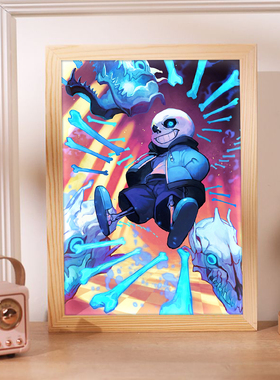 Undertale周边灯光画传说之下游戏手办Sans吧唧镜子画音响小夜灯
