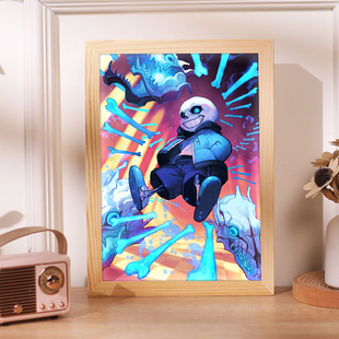 Undertale周边灯光画传说之下游戏手办Sans吧唧镜子画音响小夜灯