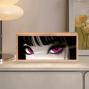 动漫女孩眼眸灯光画男生卧室床头音响小夜灯可定制发光礼物摆件