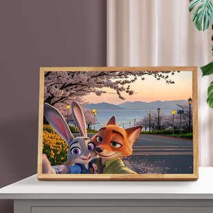 疯狂动物城灯光画周边蓝牙音响情侣卧室床头镜子相框小夜灯礼品