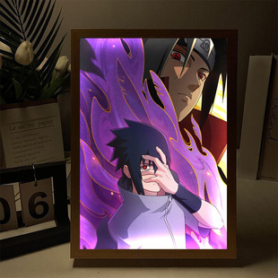 火影忍者周边灯光画鸣人宇智波佐助二次元手办镜子小夜灯礼品摆件
