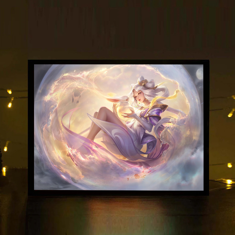 王者荣耀嫦娥周边灯光画二次元手办小夜灯装饰画吧唧卧室床头摆件